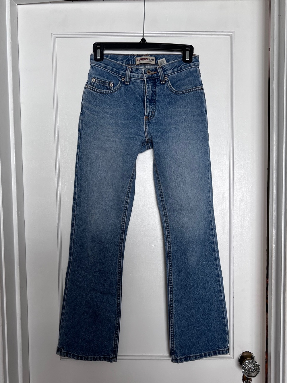 Vintage y2k LONDONJEAN Women's Blue Flared Wide-Leg Jeans